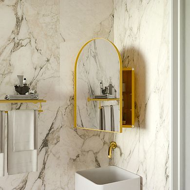 ELEMENT ACE 18x24 Inch Metal Corner Medicine Cabinet with Arched Mirror