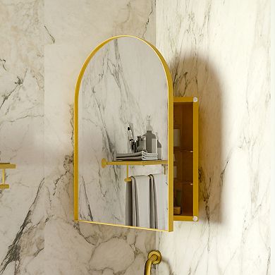 ELEMENT ACE 18x24 Inch Metal Corner Medicine Cabinet with Arched Mirror