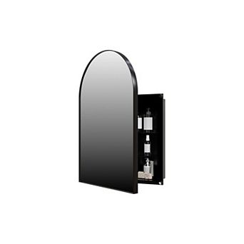 ELEMENT ACE 18x24 Inch Metal Corner Medicine Cabinet with Arched Mirror