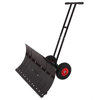 ELEMENT ACE Heavy Duty Wheeled Snow Pusher Shovel Adjustable Ergonomic Handle