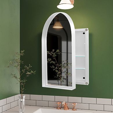 ELEMENT ACE Arched Recessed Medicine Cabinet with Mirror and Adjustable Shelves