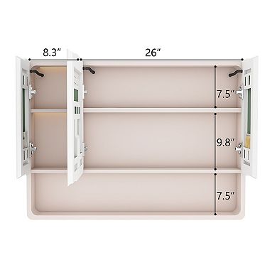 ELEMENT ACE Aluminum Bathroom Medicine Cabinet with LED Lighting and Defogging Function