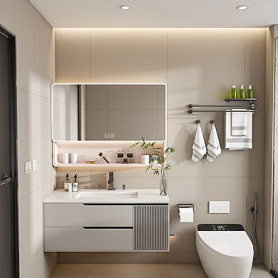 ELEMENT ACE Aluminum Bathroom Medicine Cabinet with LED Lighting and Defogging Function