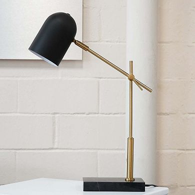 ELEMENT ACE Modern Bedside Table Lamp with Dome Shade and Marble Base