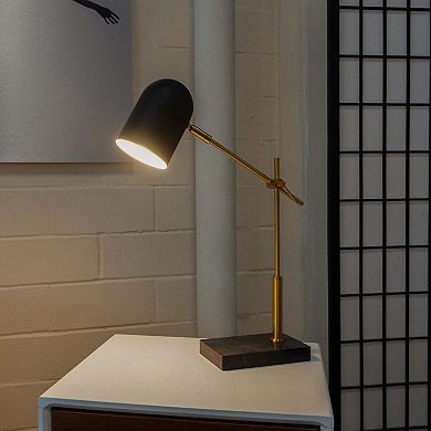 ELEMENT ACE Modern Bedside Table Lamp with Dome Shade and Marble Base