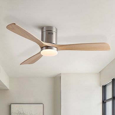 ELEMENT ACE Modern Natural Style Solid Wood Low Profile Integrated LED Ceiling Fan with Light
