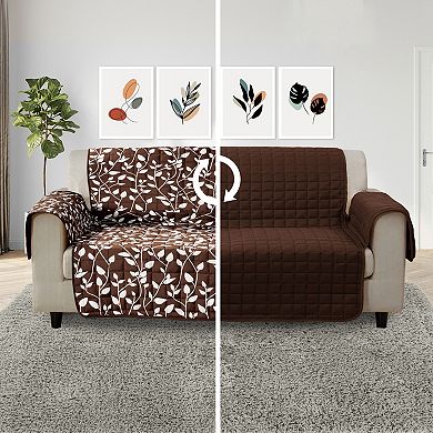 Elegant Comfort Leaves Design Reversible Smart Loveseat Furniture Protectors