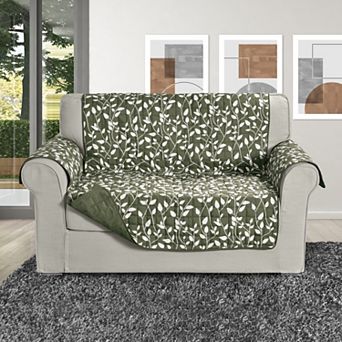 Elegant Comfort Leaves Design Reversible Smart Loveseat Furniture Protectors