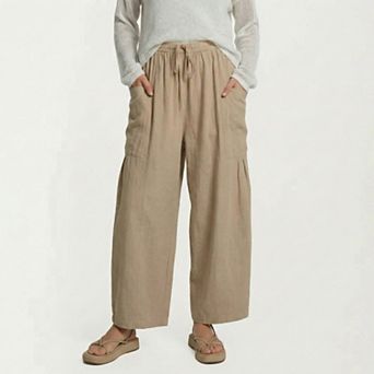 Women's Wide Leg Drawstring Pants with Elastic Waistband, Utility Pockets and Relaxed Fit