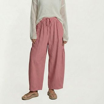 Women's Wide Leg Drawstring Pants with Elastic Waistband, Utility Pockets and Relaxed Fit