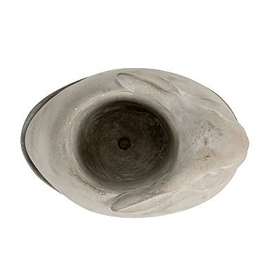 Hello Honey Cement Rabbit Planter with Saucer Set, Grey