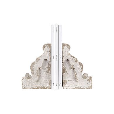 Hello Honey Decorative Distressed Magnesia Corbel Bookends, White, Set of 2