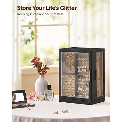 360° Rotating Jewelry Box Glass Window 5 Drawer/7 Drawer Dustproof