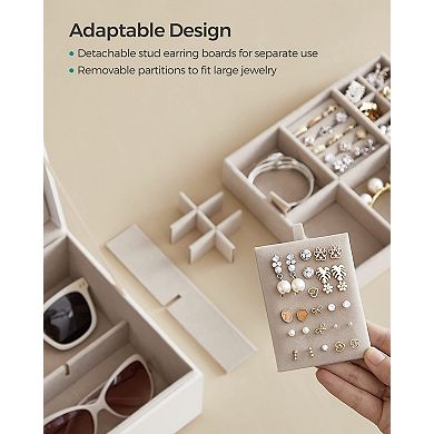 2-Layer Jewelry Box with Handle Floating Tray Gift