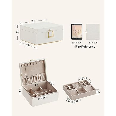 2-Layer Jewelry Box with Handle Floating Tray Gift