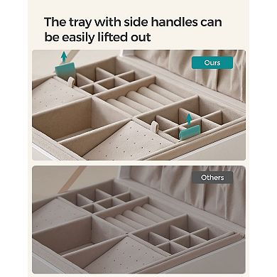 2-Layer Jewelry Box with Handle Floating Tray Gift