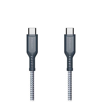Ventev - High Speed USB C to USB C Braided Cable with 2x the Copper for Faster Charging 6ft - Gray