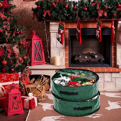 4-Pack 24"/30"/36" Wreath Storage Bags Clear Window Double Zipper Handle