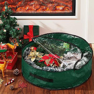 4-Pack 24"/30"/36" Wreath Storage Bags Clear Window Double Zipper Handle