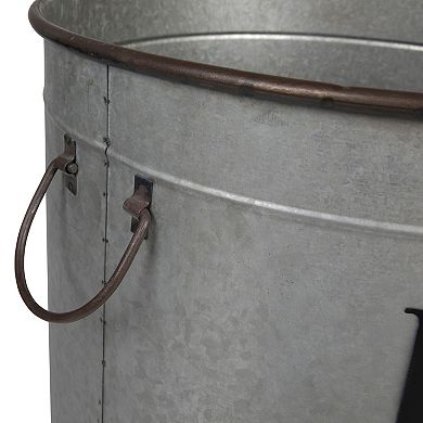 Hello Honey Decorative Metal Buckets with "Flower Market", Distressed Silver, Set of 3 Sizes