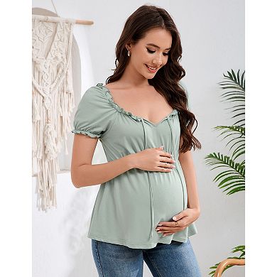 Women's Maternity Blouse Square Neck Shirts