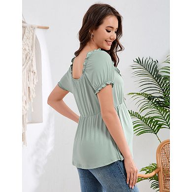 Women's Maternity Blouse Square Neck Shirts