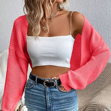 Women's Long Sleeve Cardigan, Open Front Knit Sweater, Lightweight Casual Layering Sweater