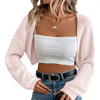 Women's Long Sleeve Cardigan, Open Front Knit Sweater, Lightweight Casual Layering Sweater