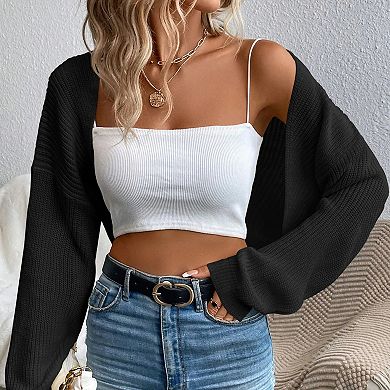 Women's Long Sleeve Cardigan Sweater Open Front Knit Jacket Lightweight Casual Layering Sweater