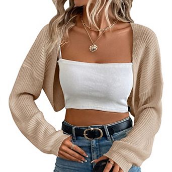 Women's Long Sleeve Cardigan Sweater Open Front Knit Jacket Lightweight Casual Layering Sweater