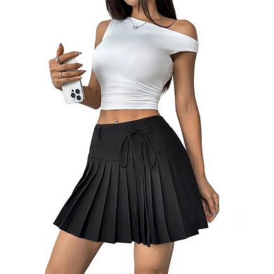 Skirts for Women Y2k Mini Skirt Casual Drawstring Pleated Cheer Summer Skirt