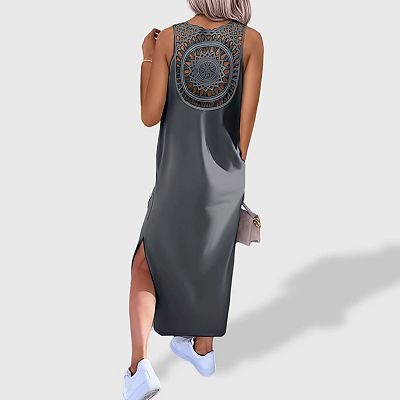 cutout casual dress Casual Tribal Print Halter Cutout Maxi Dress  Likemychoice