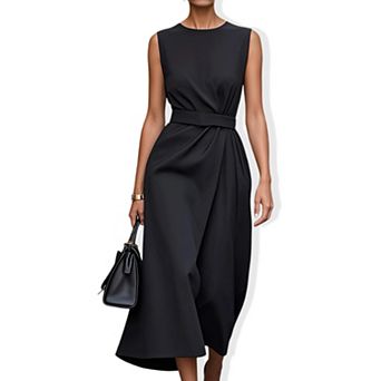 Women's Summer Sleeveless Crewneck Maxi Dress - Casual Relaxed Long Tank Dress