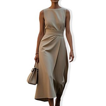 Women's Summer Sleeveless Crewneck Maxi Dress - Casual Relaxed Long Tank Dress