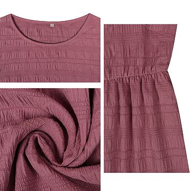 Women's Plus Size Casual Loose Short Sleeve Dress Summer Ruffle Hem Flowy Midi Dresses