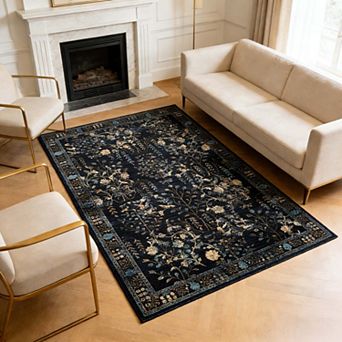 Area Rug for Living Room, Vintage Retro Boho Rug, Washable Non Slip & Low Pile Carpet
