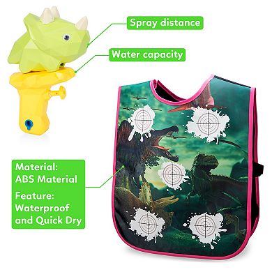 4-Piece Dinosaur Water Gun Battle Set with Vest