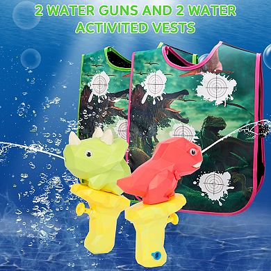 4-Piece Dinosaur Water Gun Battle Set with Vest