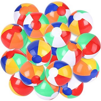 12 pc Inflatable Beach Balls for Kids Pool Toys, Rainbow Color Summer Water Toy