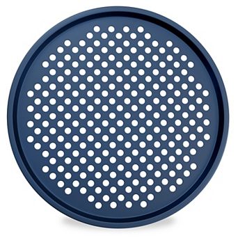 Round Perforated Nonstick Pizza Baking Pan Set with Silicone Handles