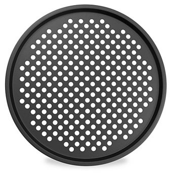 Round Perforated Nonstick Pizza Baking Pan Set with Silicone Handles