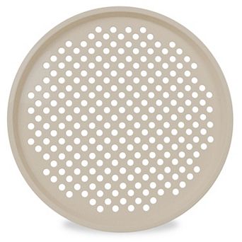 Round Perforated Nonstick Pizza Baking Pan Set with Silicone Handles