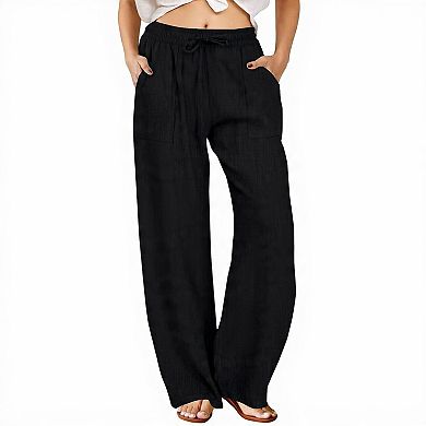 Casual Linen Palazzo Pants with Pockets
