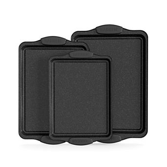 BAKKEN 3 pc Nonstick Carbon Steel Cookie Sheets Set with Silicone Handles