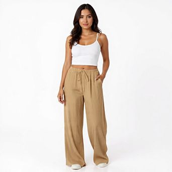 Womens Casual Drawstring Palazzo Pants