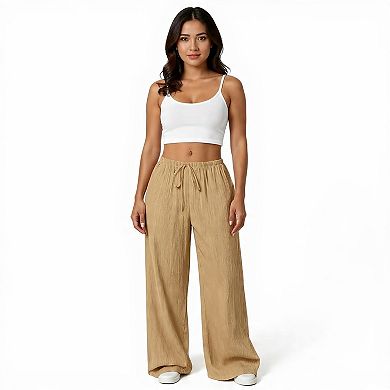 Womens Casual Drawstring Palazzo Pants