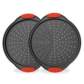 Pizza Tray Carbon Steel Pizza Pan with Holes & Non-Stick Coating PFOA PFOS & PTFE Free by Bakken