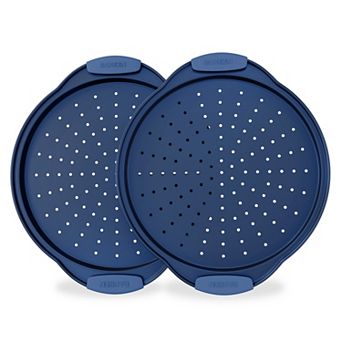 Pizza Tray Carbon Steel Pizza Pan with Holes & Non-Stick Coating PFOA PFOS & PTFE Free by Bakken