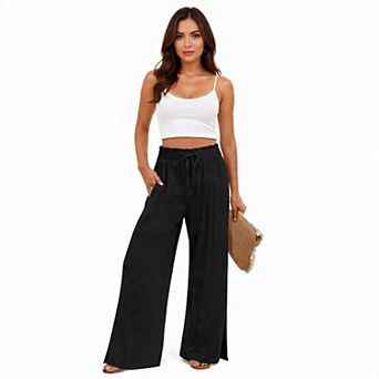 Womens Relaxed Fit Wide Leg Pants