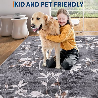 Modern Washable Area Rug Non Slip Stain Resistant Vacuum Clean Ultra Thin Carpet for Bedroom